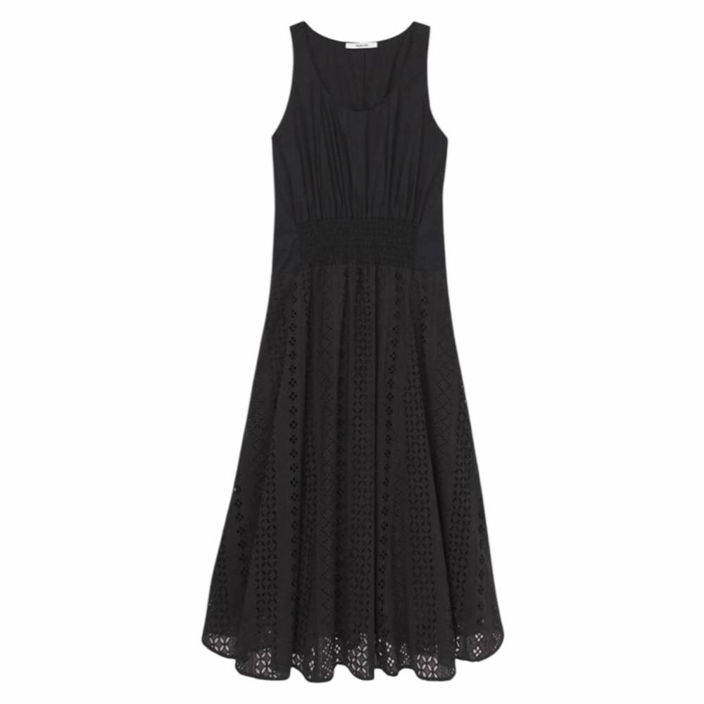 Thakoon Black Cotton‎ Eyelet Trapeze Midi Dress 10